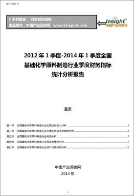 2012-2014年1季度全国基础化学原料制造行业财务指标分析季报
