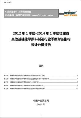 2012-2014年1季度福建省其他基础化学原料制造行业财务指标分析季报